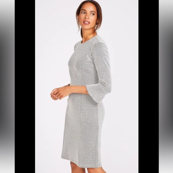 J. McLaughlin Dresses & Skirts - J. McLaughlin black white knee length dress 3/4 sleeve xs workwear spring career